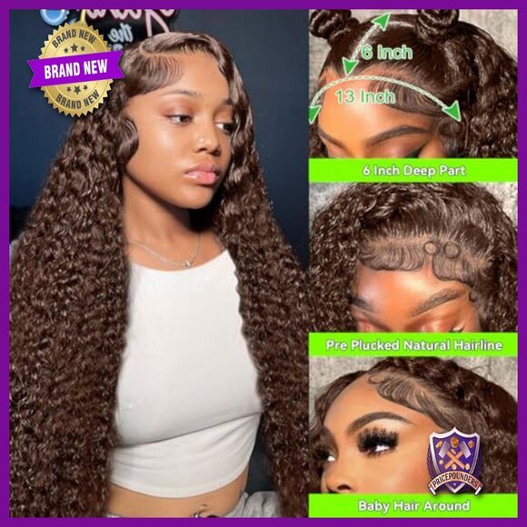 34 Inch Human Hair Lace Front Wig 13x6 HD Deep Wave 200 Density Pre Plucked main image 4